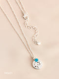 Silver Tone Birthstone Birth Flower Necklace