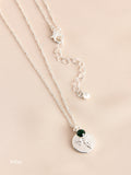 Silver Tone Birthstone Birth Flower Necklace