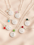 Silver Tone Birthstone Birth Flower Necklace