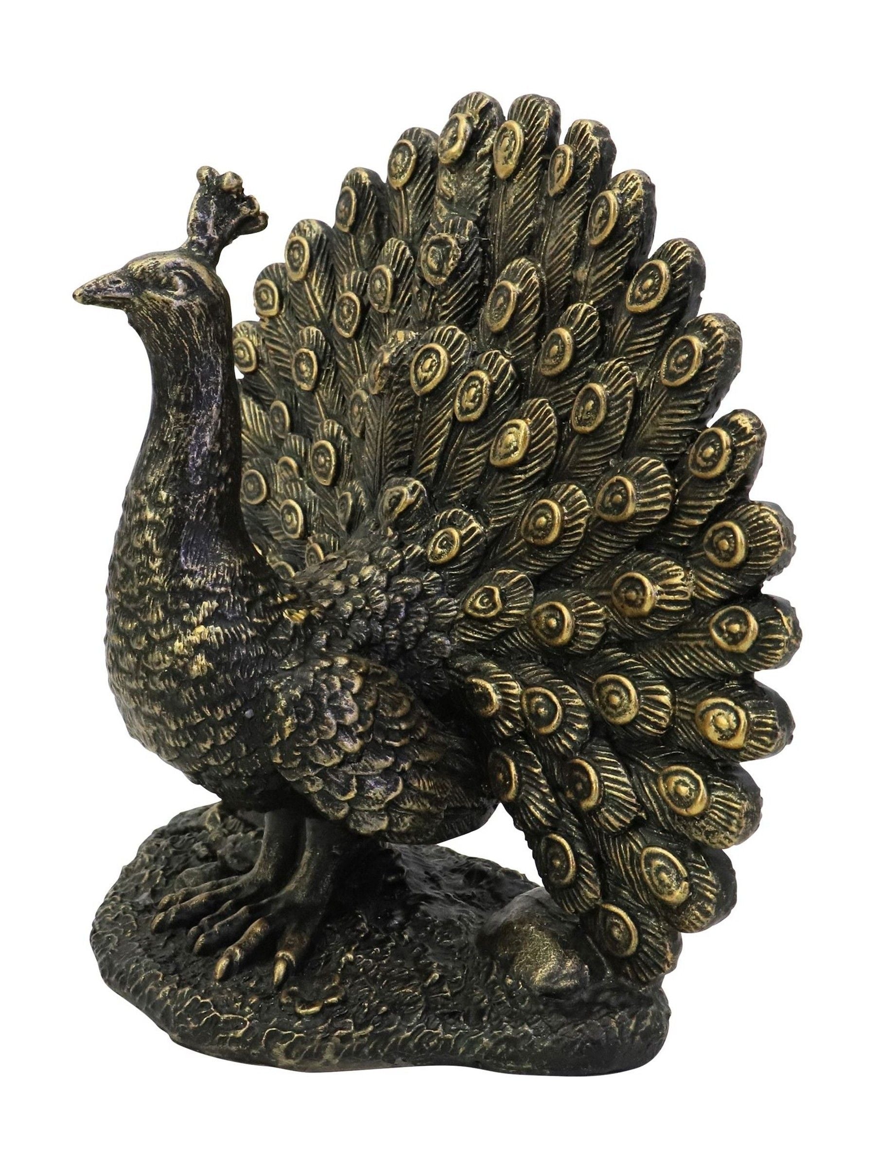 Libra Interiors Bronze Peacock Sculpture