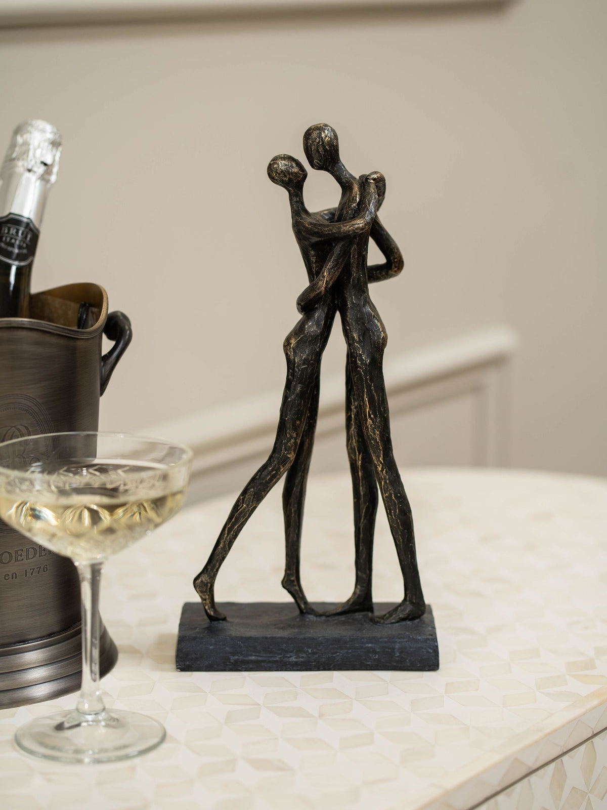Libra Interiors bronze lovers embrace sculpture 32cm height, UK version