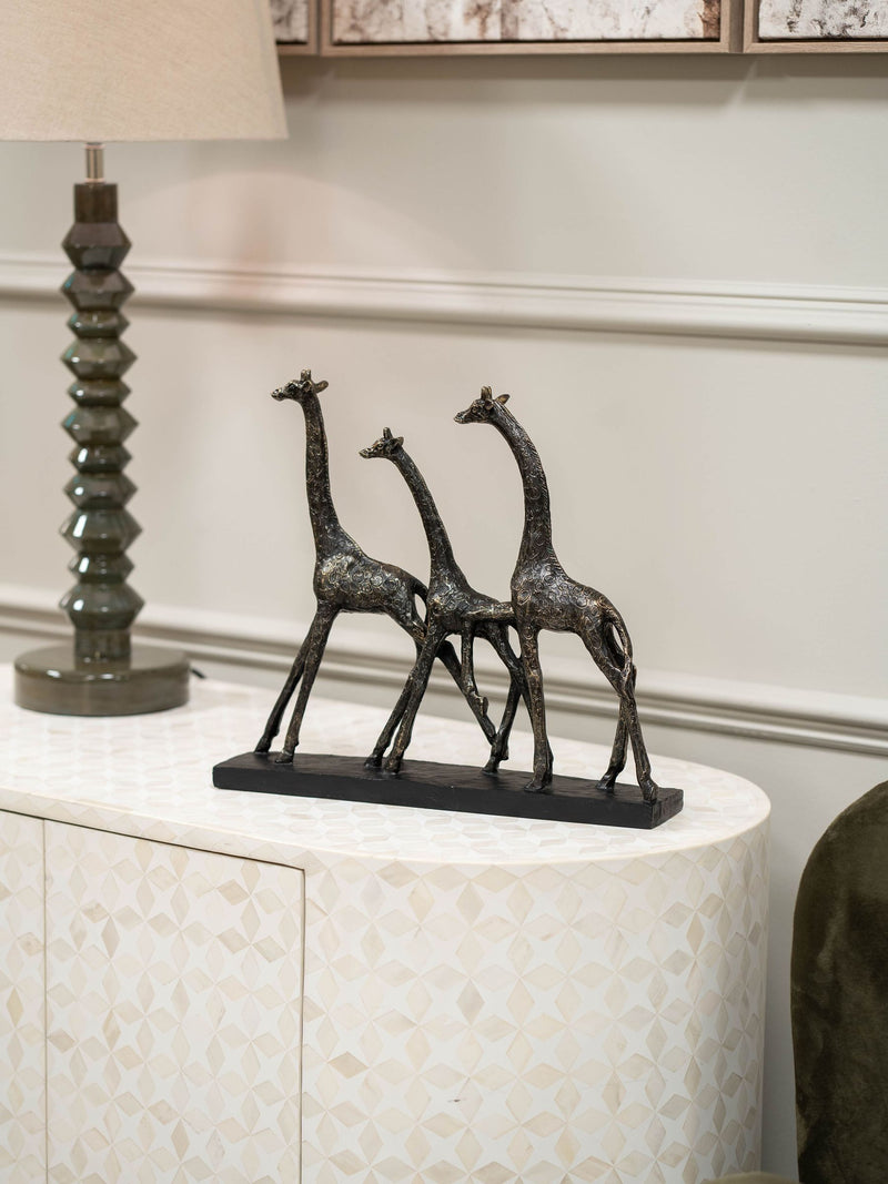 Libra Interiors Bronze Family Of Three Giraffes Sculpture