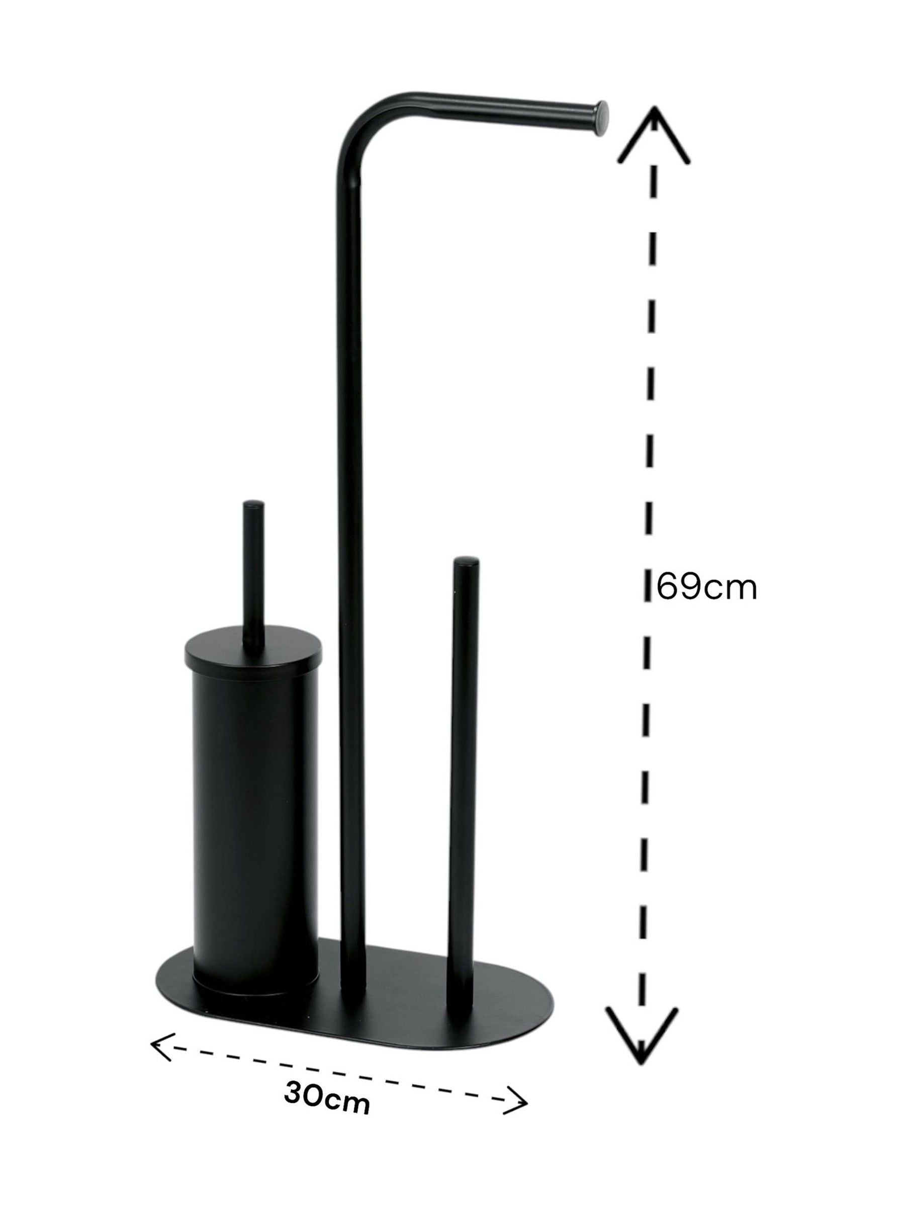 Showerdrape Black Aspen 3 in 1 toilet brush and holder set (British brand)