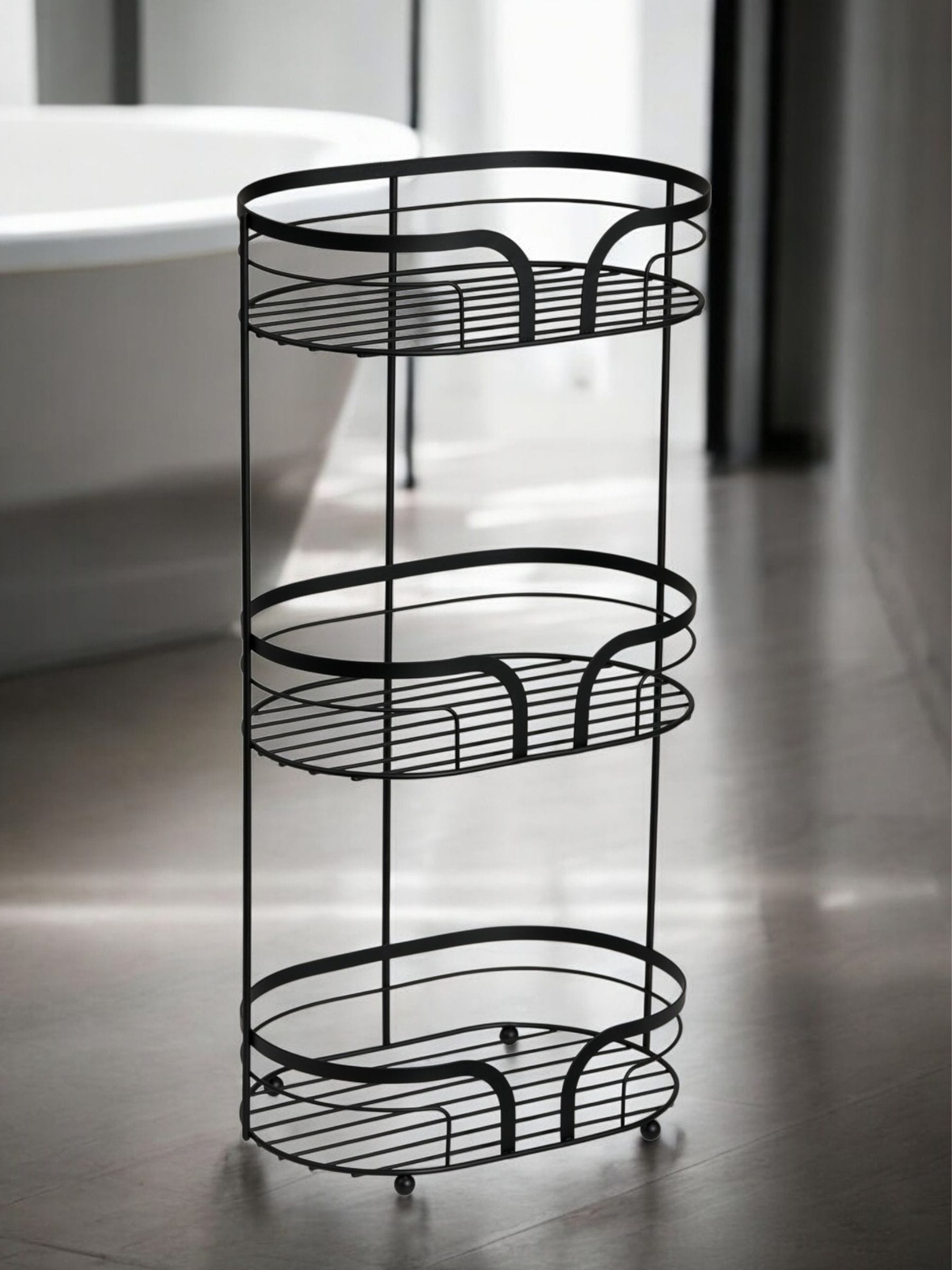 Showerdrape Black Dante Floor Caddy and Toilet Roll Holder