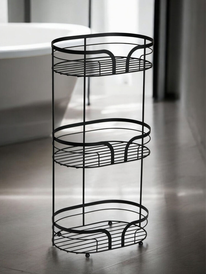 Showerdrape Black Dante Floor Caddy and Toilet Roll Holder