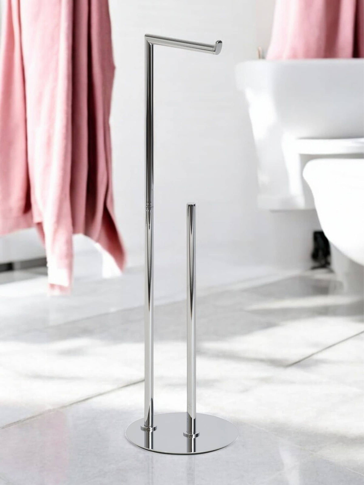 Showerdrape Chrome Belgravia toilet roll holder and spare combo (British brand)