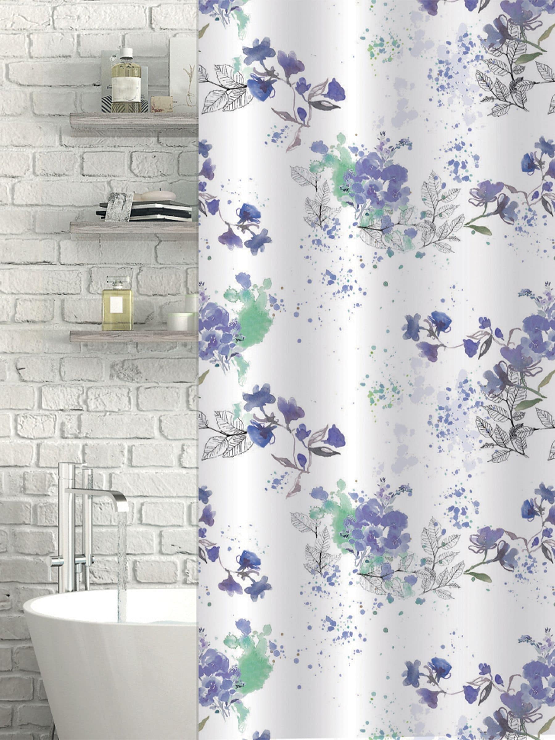 Showerdrape White Bouquet Floral shower curtain 180 x 180 cm (British brand)