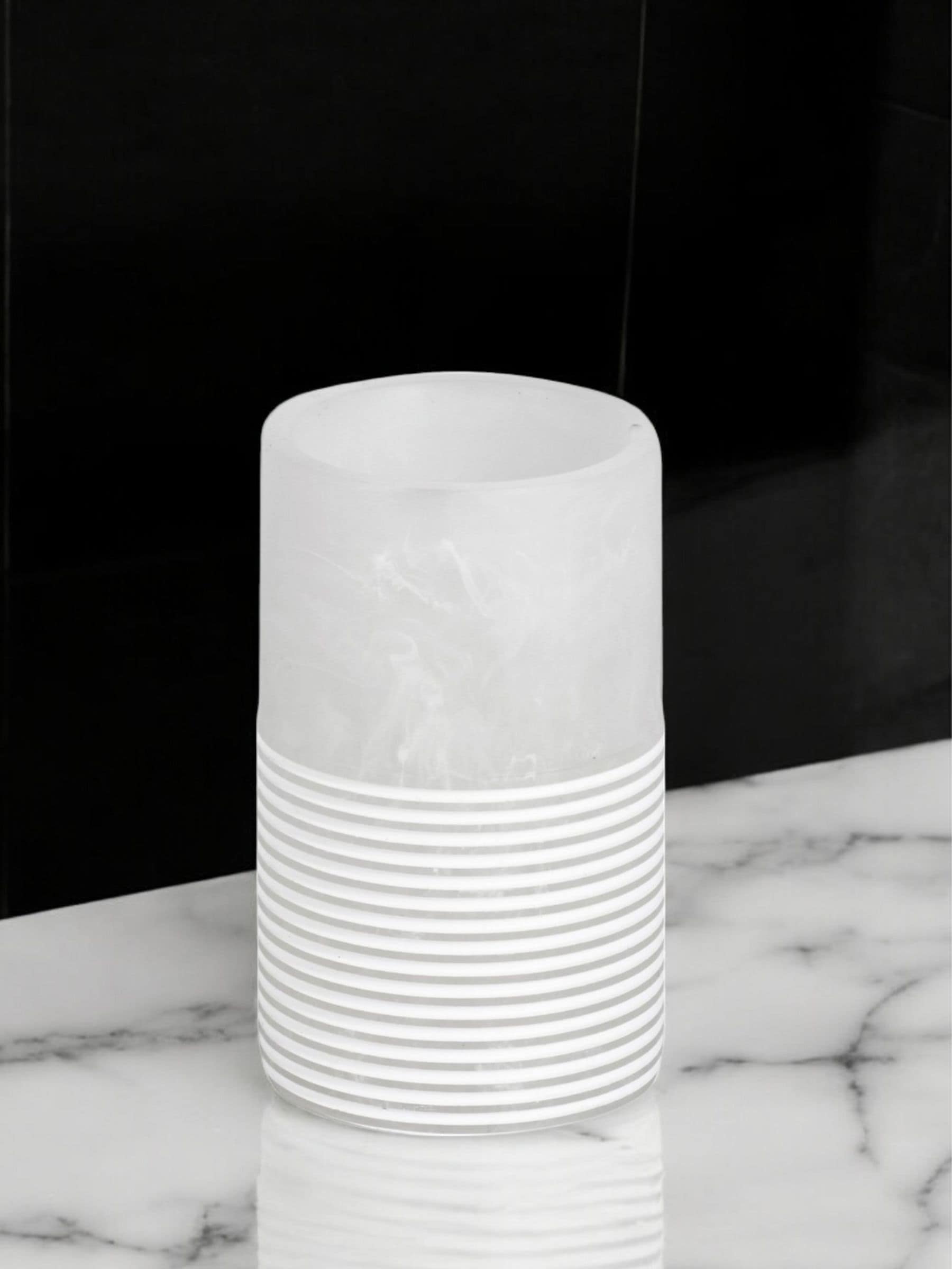 Showerdrape Frost Onyx White Bianco Bathroom Tumbler (British brand)