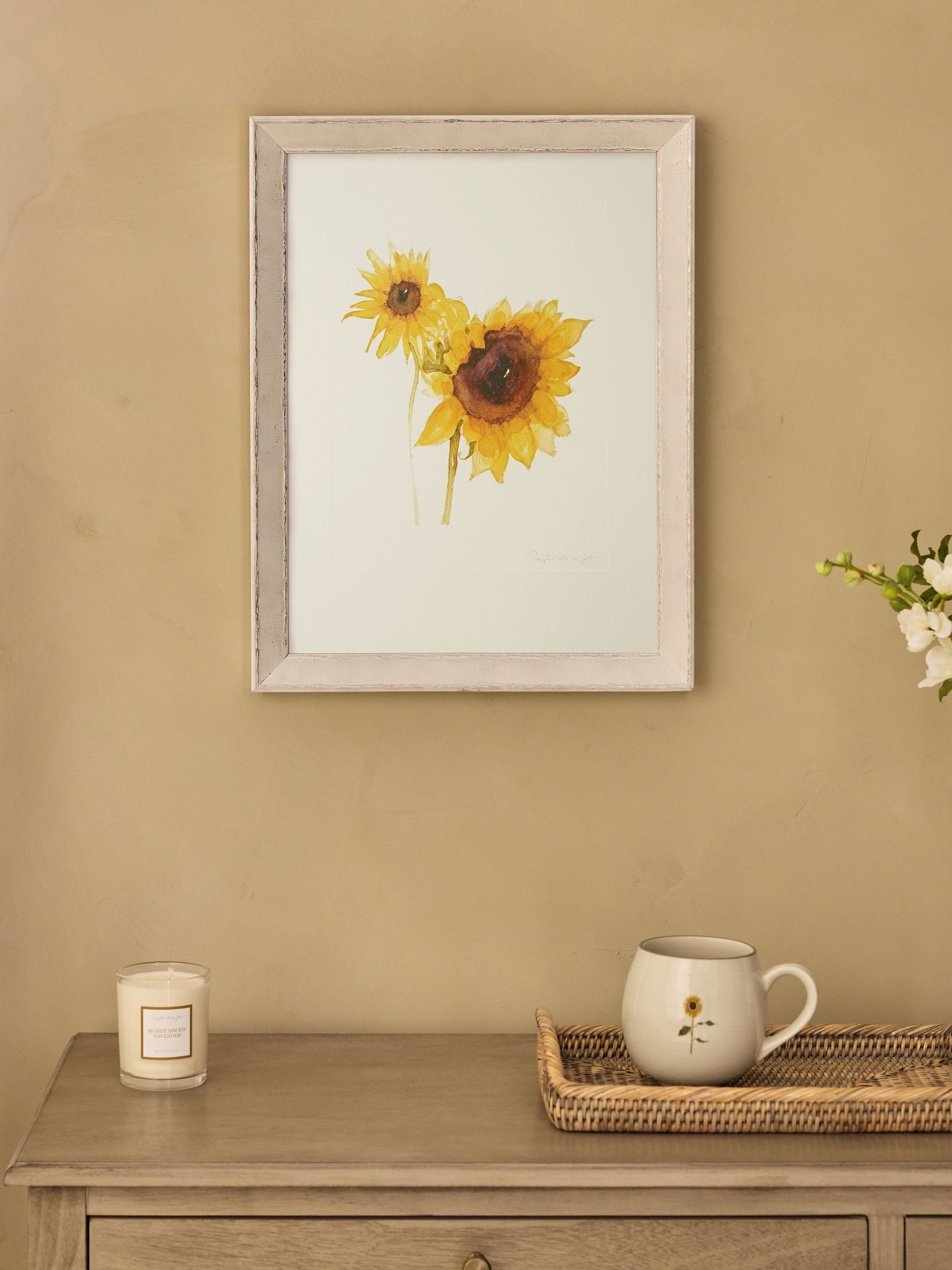 Sophie Allport Off White Multi Sunflower Print Wall Art