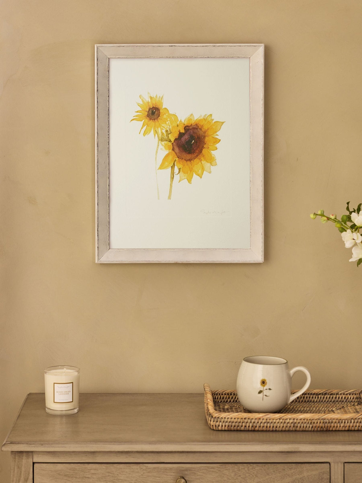 Sophie Allport Off White Multi Sunflower Print Wall Art