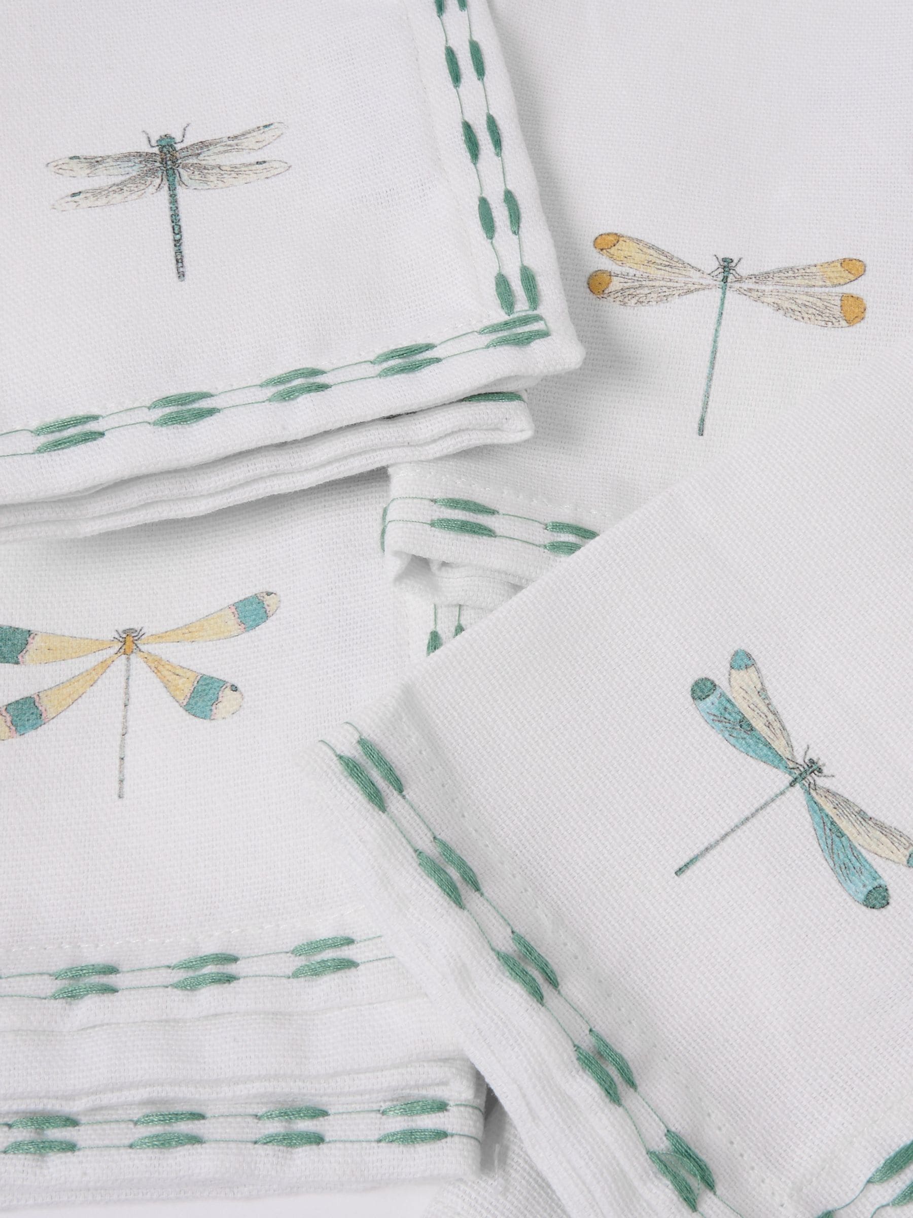Sophie Allport Embroidered Dragonfly Napkins Off White 41cm Square (British brand)