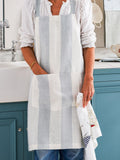 Sophie Allport teal blue linen cross back apron 87x77cm (British brand)