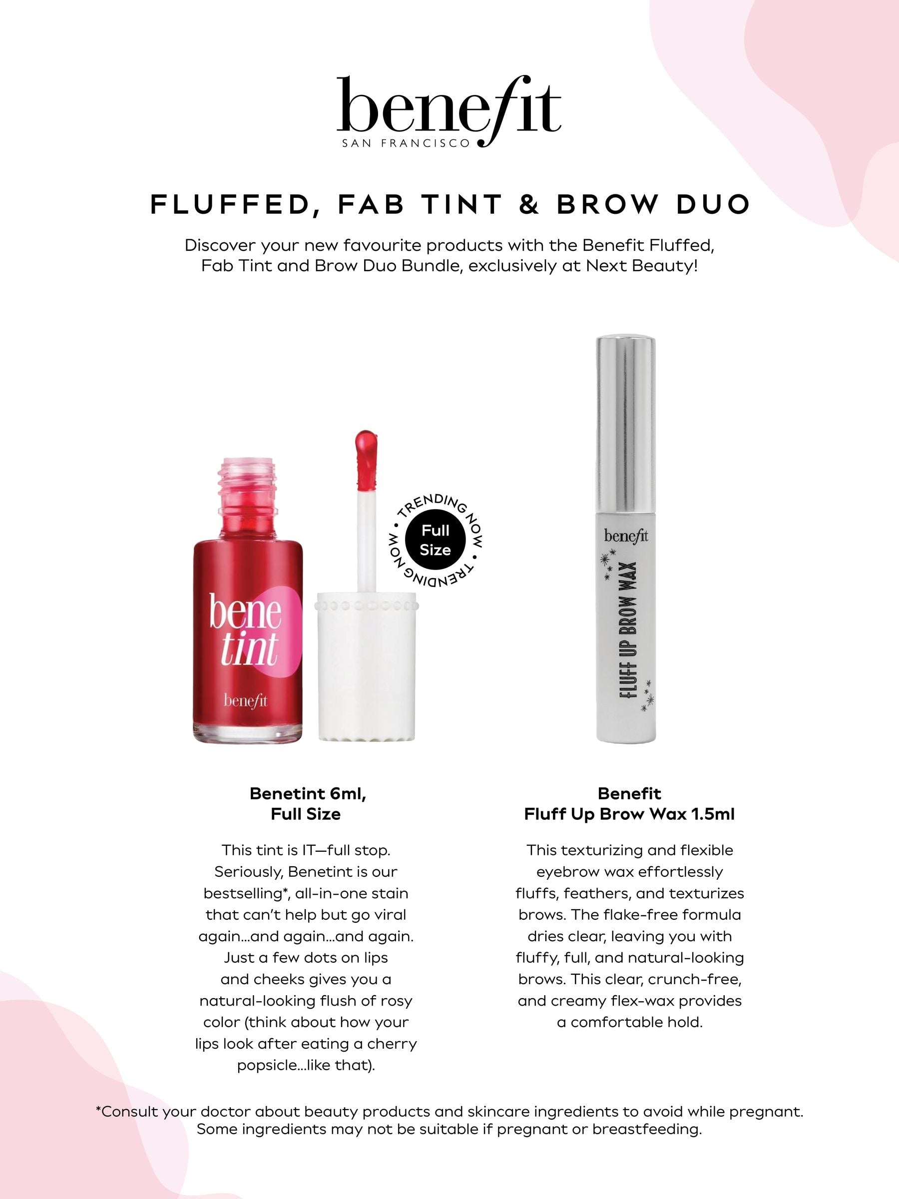 Benefit Benetint Bundle lip stain and brow wax, imported from the UK