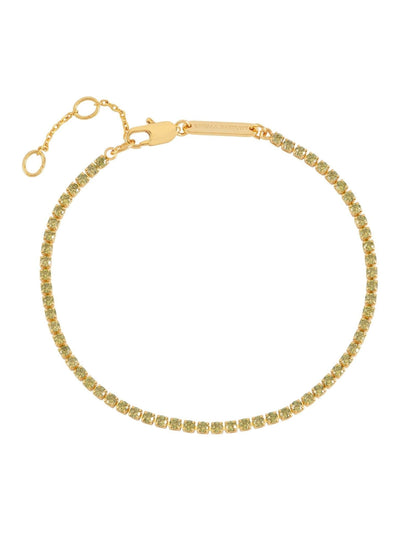 Bracelet tennis fin avec zircone cubique verte et finition imperméable