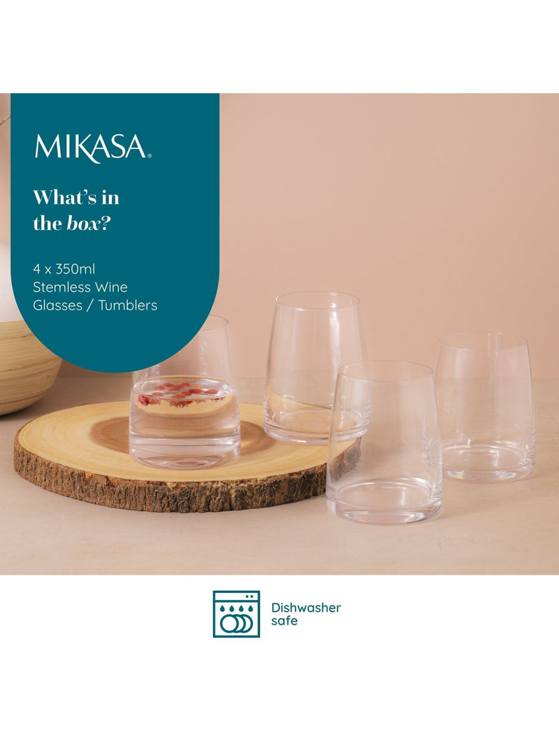 Mikasa Palermo stemless wine glass set of 4, imported from the UK