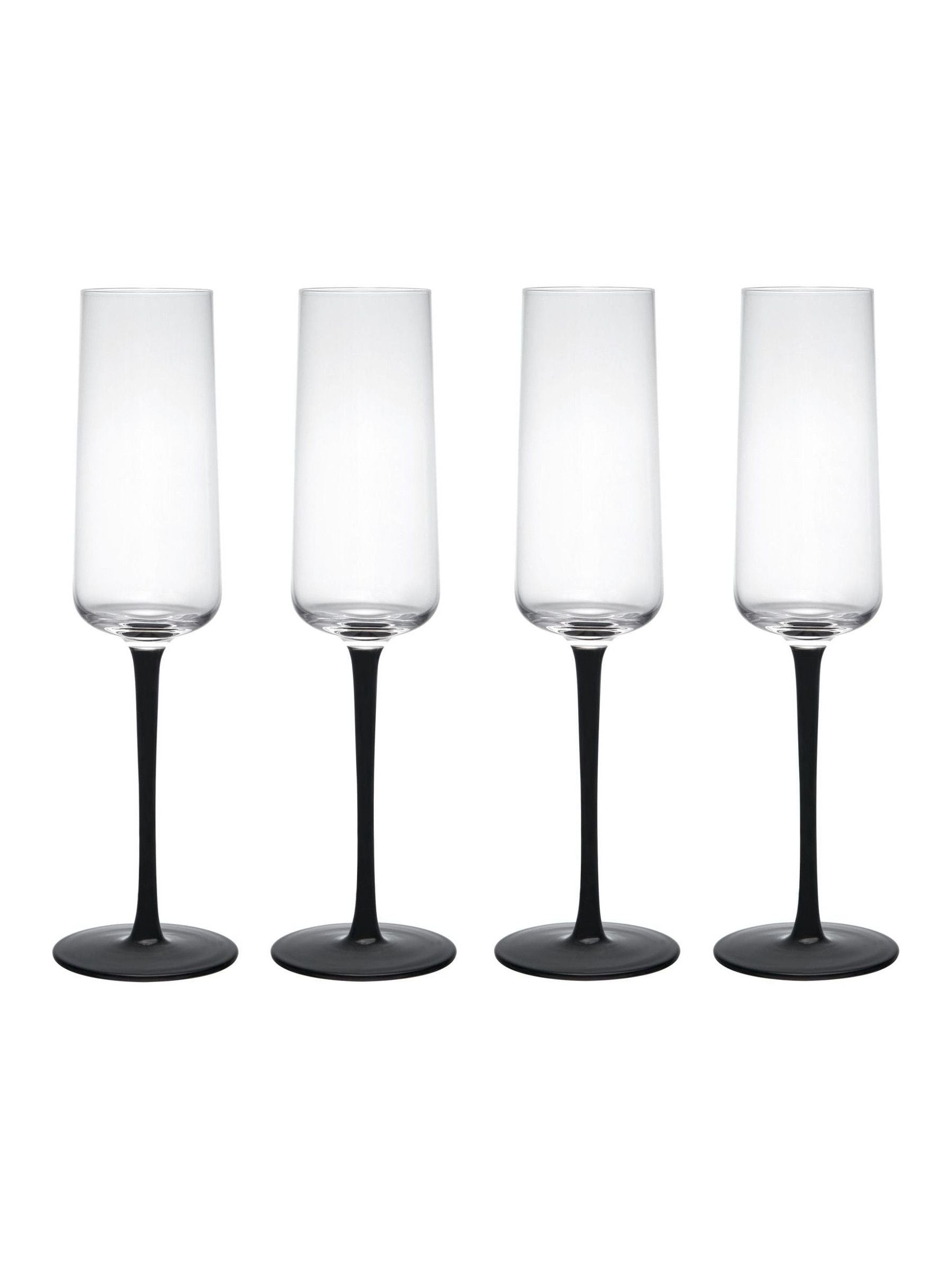 Mikasa Black Palermo champagne flutes set of 4, imported from the UK