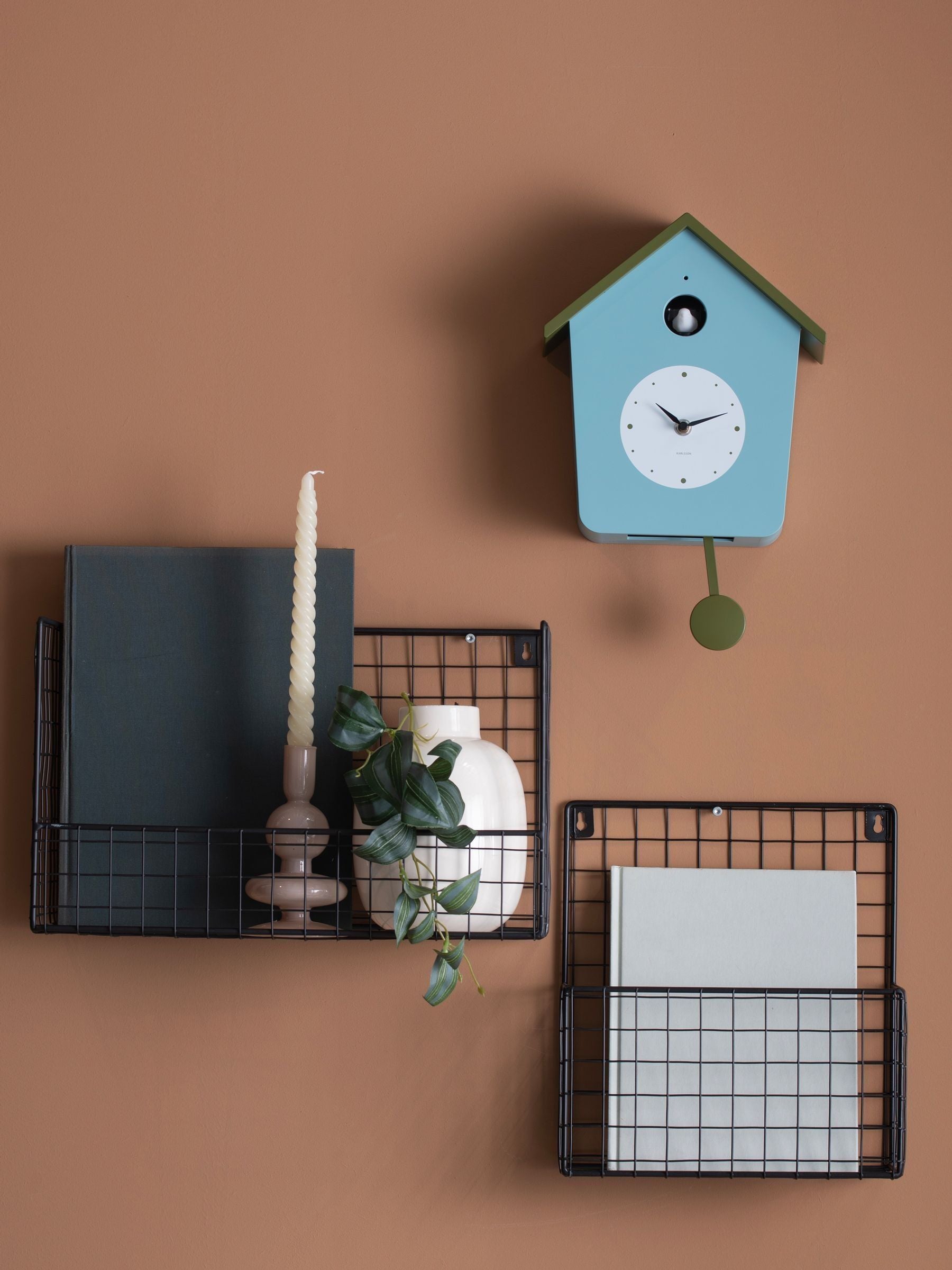 Karlsson Misty Blue Army Green Cuckoo Wall Clock