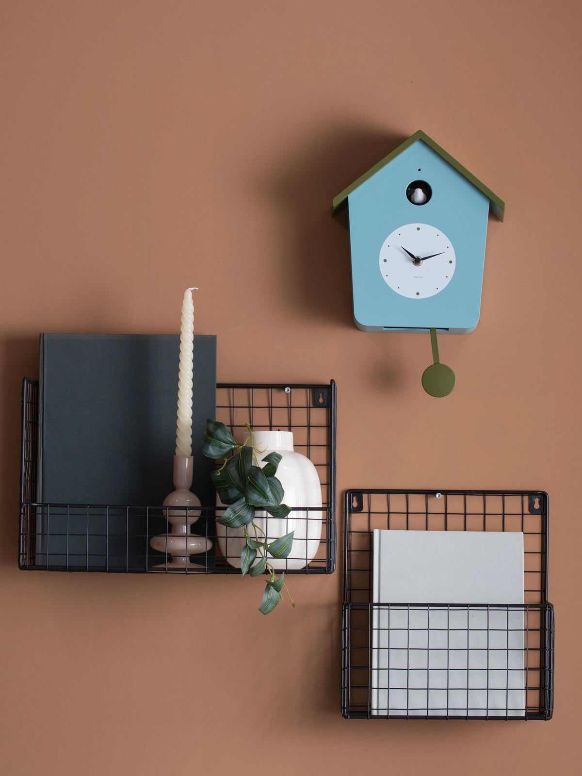 Karlsson Misty Blue Army Green Cuckoo Wall Clock