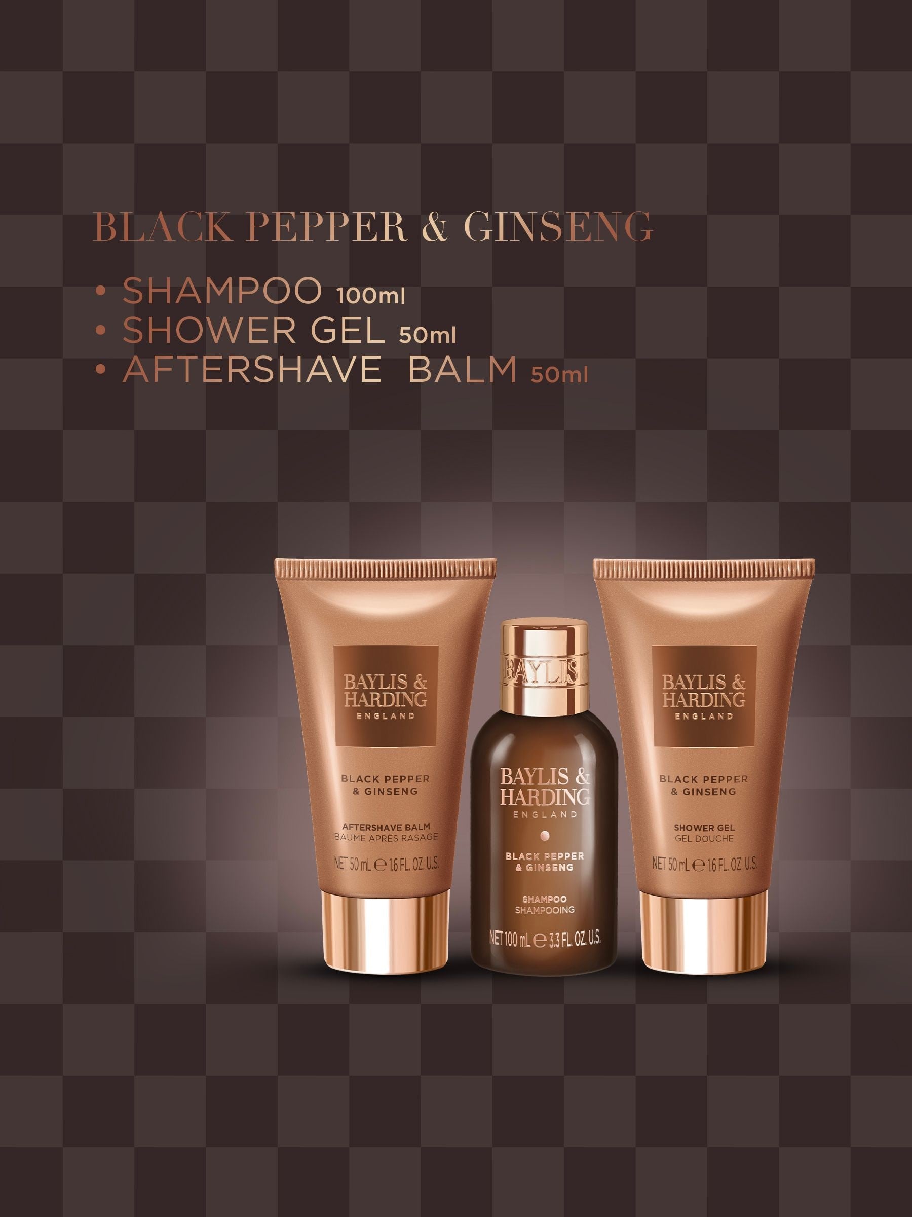 Baylis Harding black pepper ginseng travel set - British product