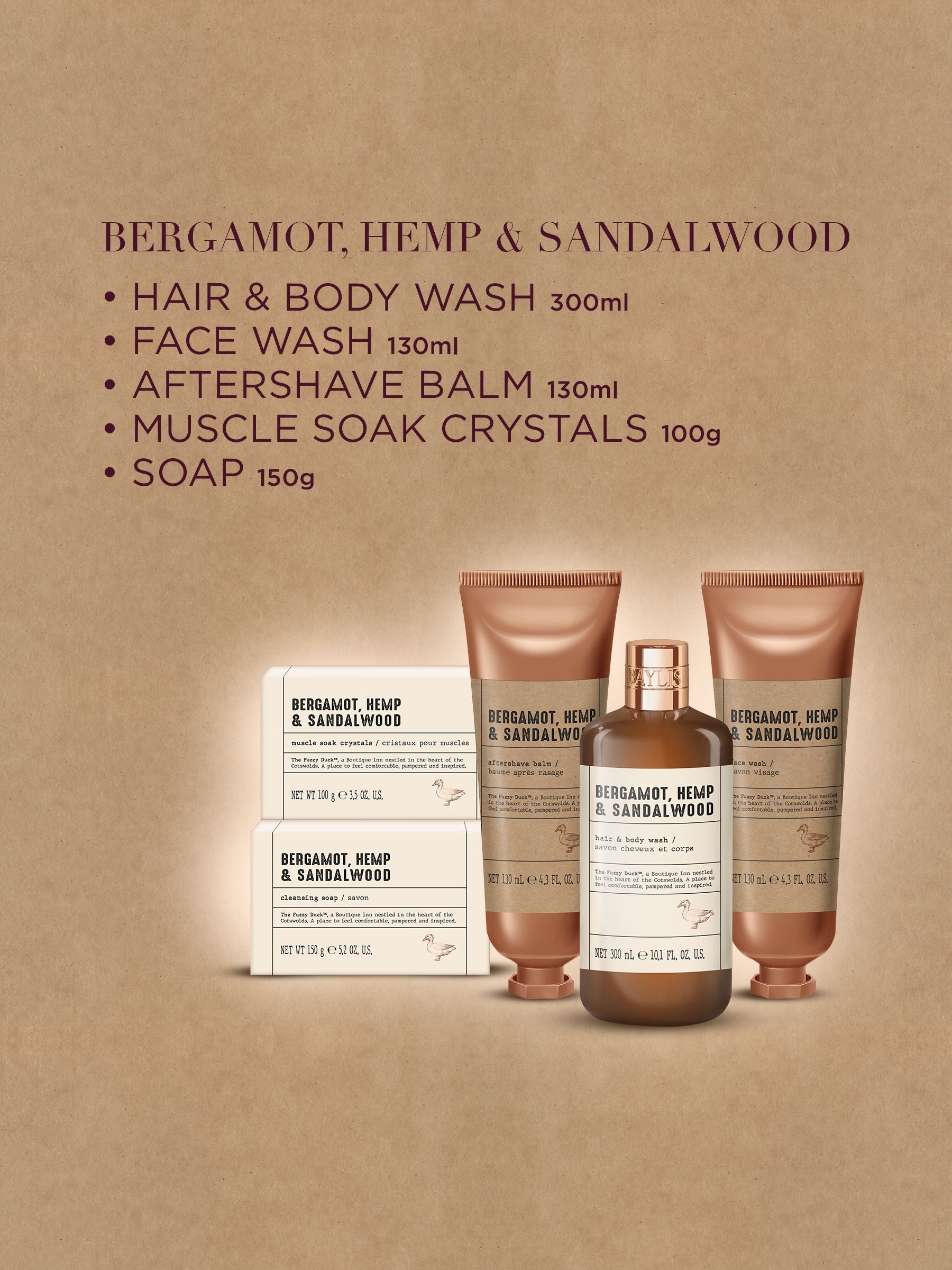 Baylis & Harding The Fuzzy Duck Bergamot, Hemp & Sandalwood Mens Refreshing Wash Kit Gift Set