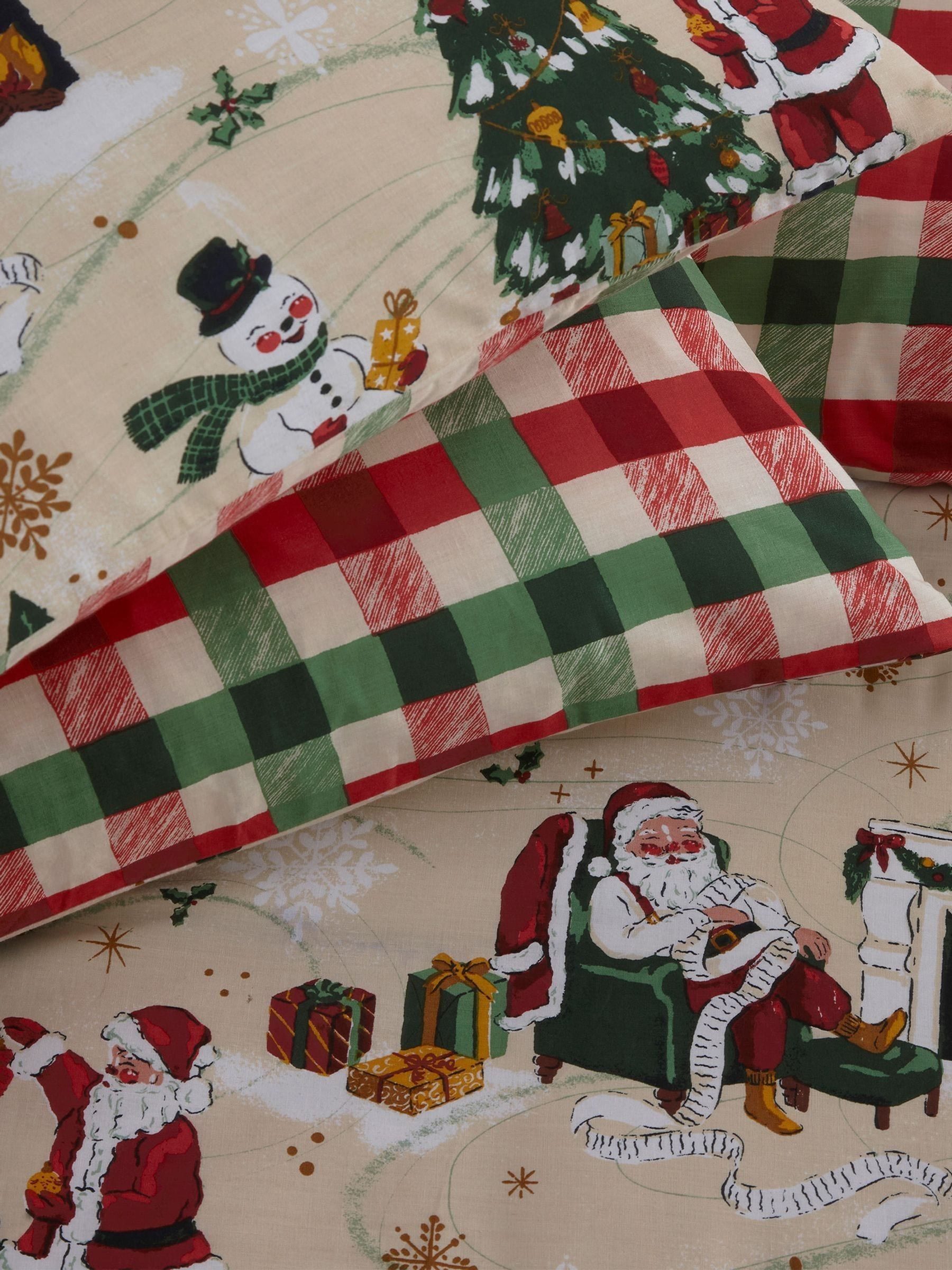 Furn Christmas Jolly Santa reversible duvet cover and pillowcase set - British product
