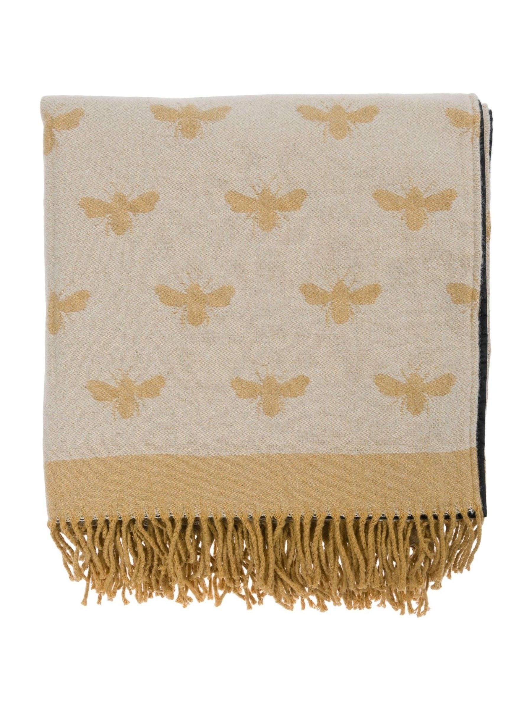 Sophie Allport lemon yellow bees picnic blanket 148x145cm (British brand)