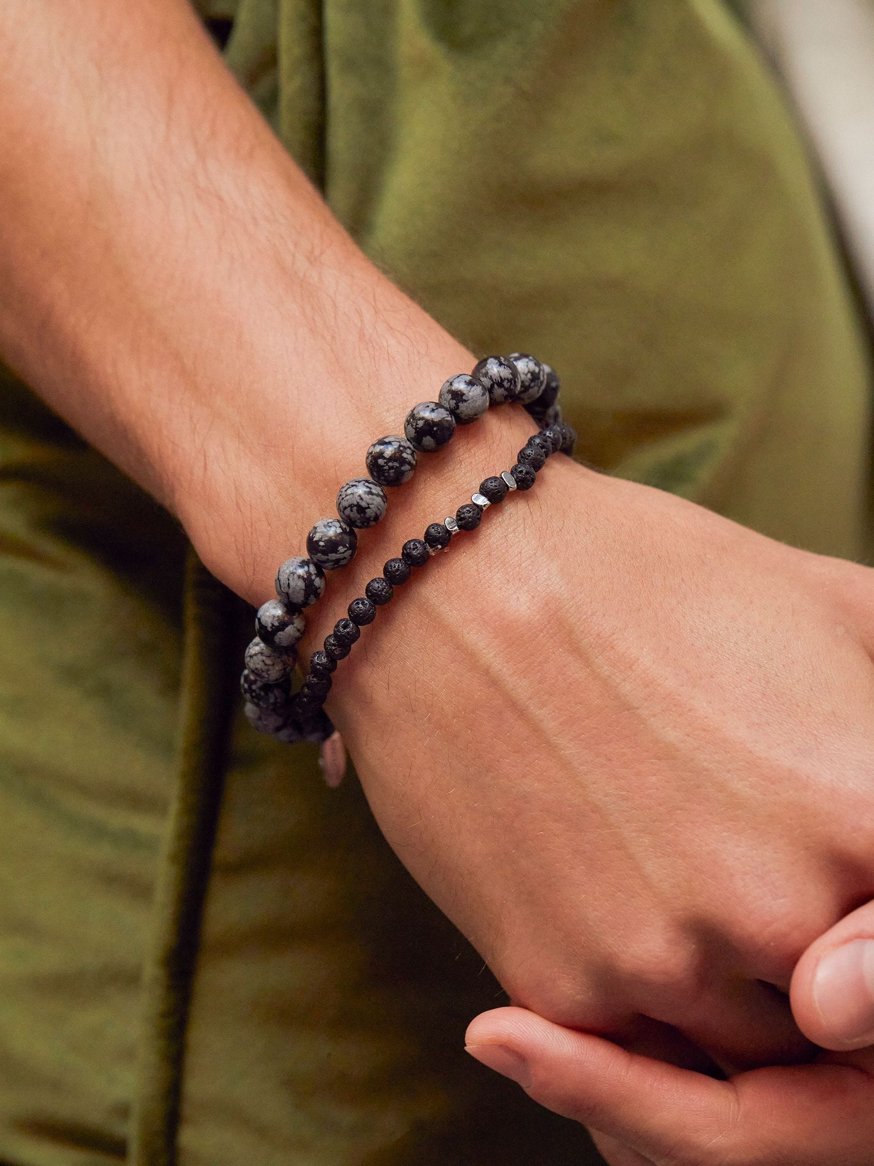 Bartlett Silver Tone Obsidian Beaded Bracelet - British product