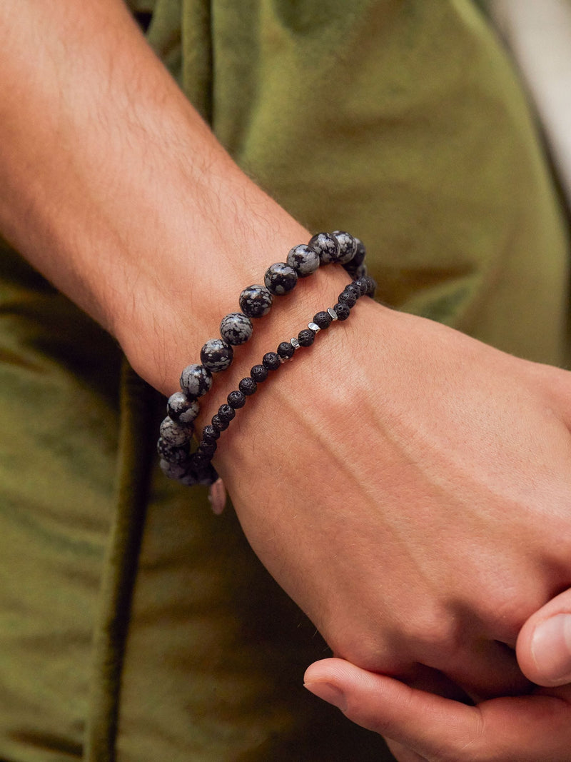 Bartlett Silver Tone Obsidian Beaded Bracelet - British product