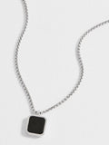 Bartlett London silver tone square onyx pendant necklace - British product