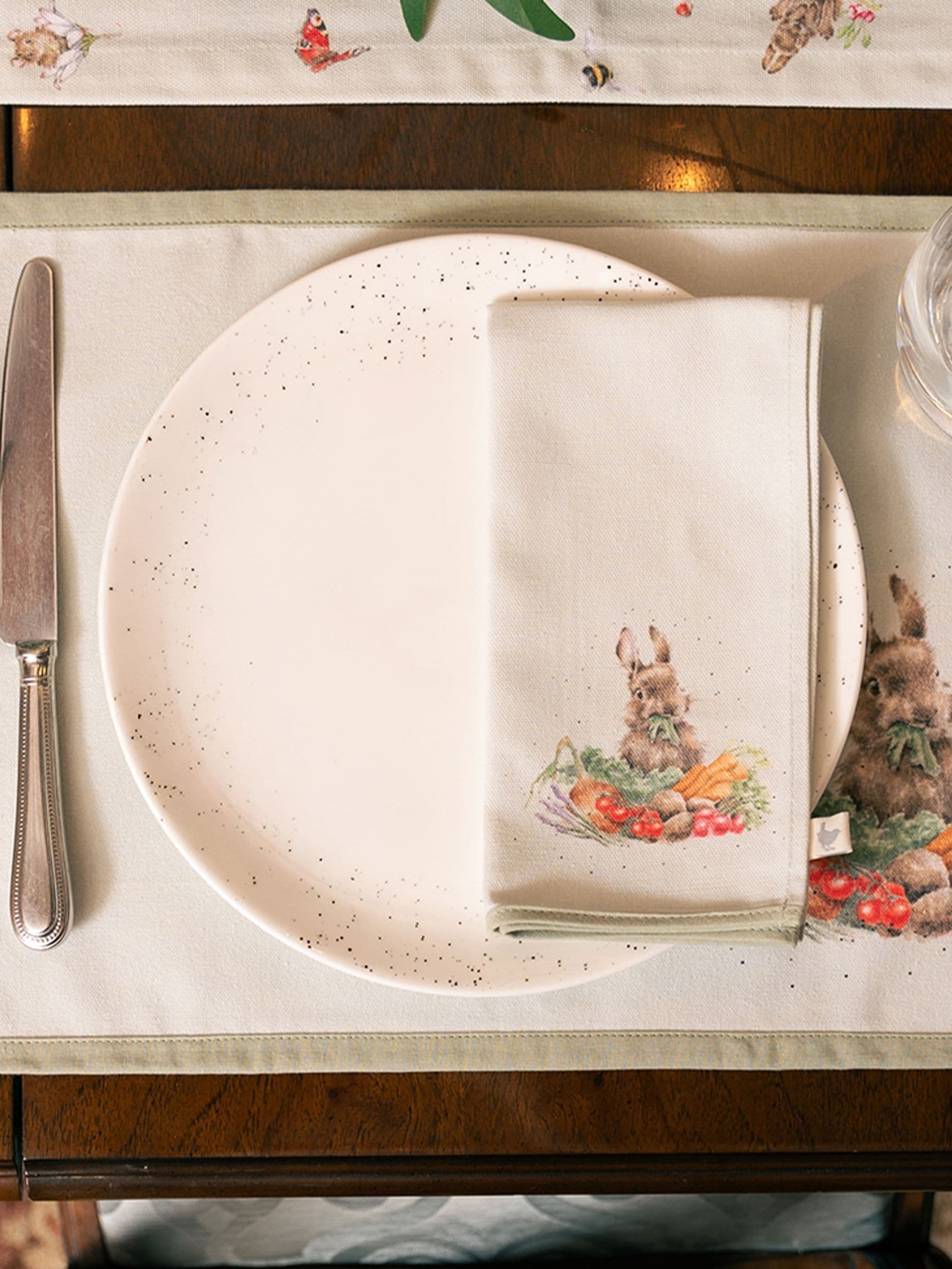 Wrendale Set of 4 Green Garden Friends Animal Print Fabric Napkins