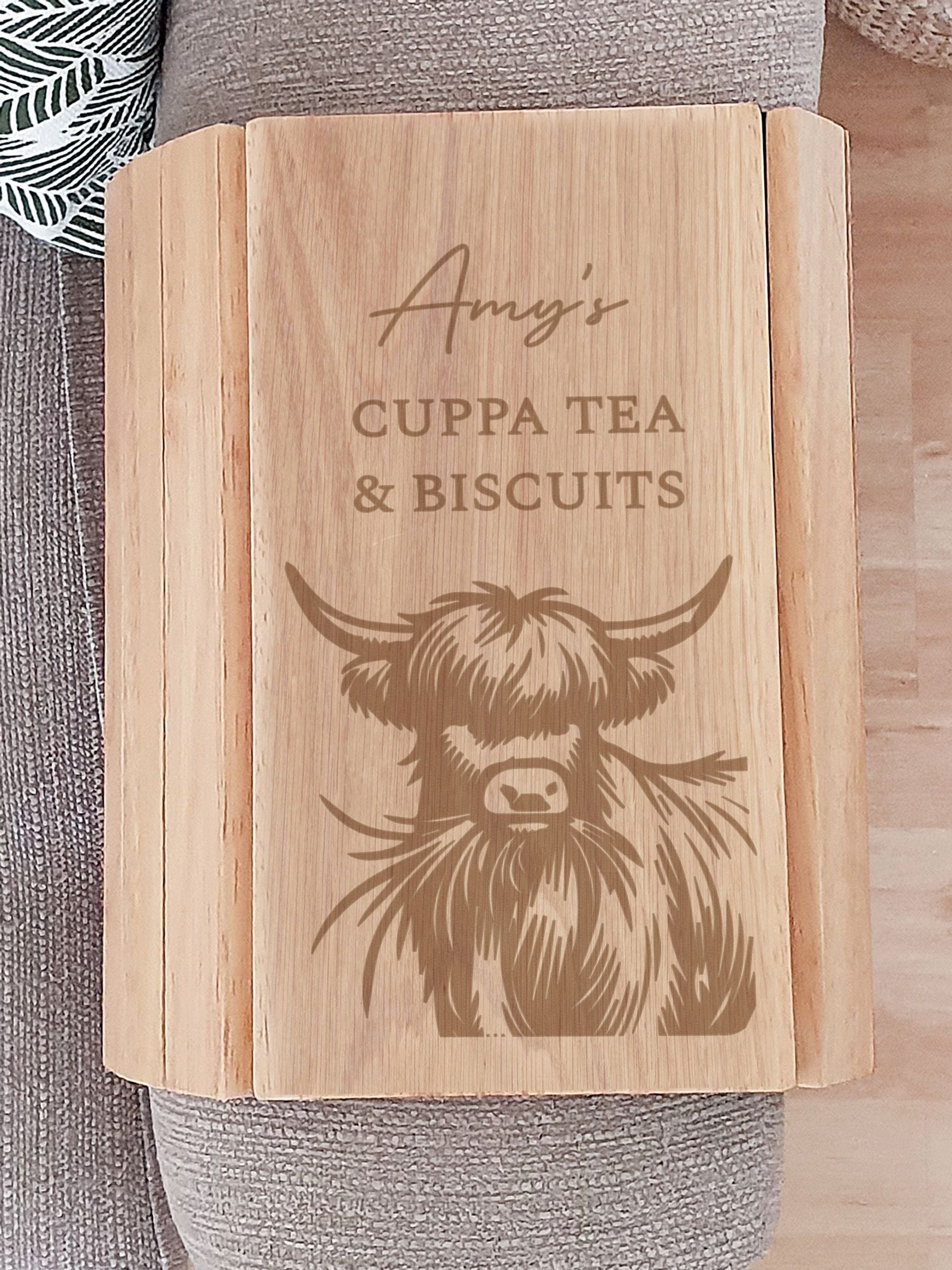 PMC Highland cow wooden sofa tray 25cm, imported from the UK