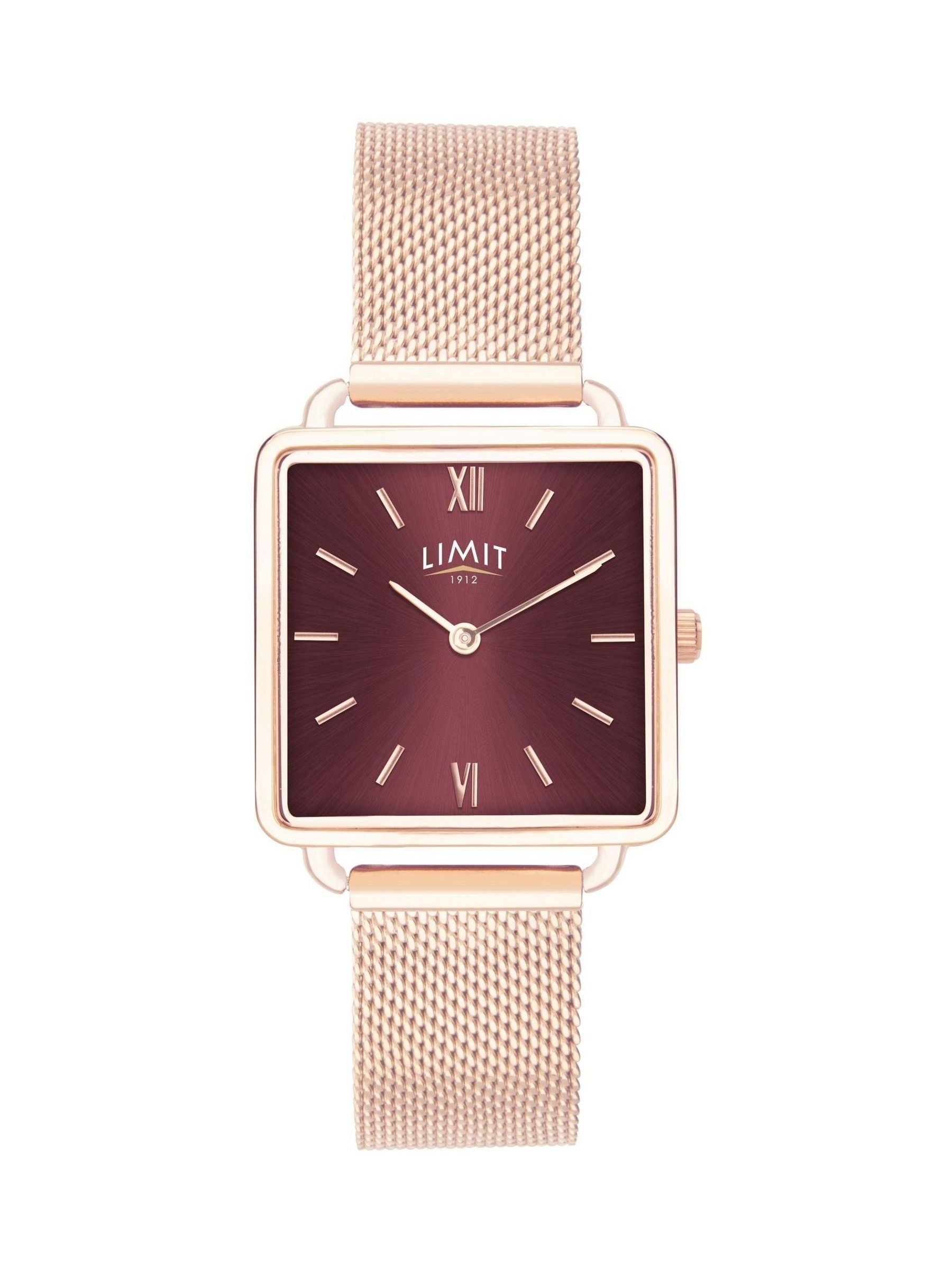 Limit Gold 29mm square analogue watch with mesh strap, UK version