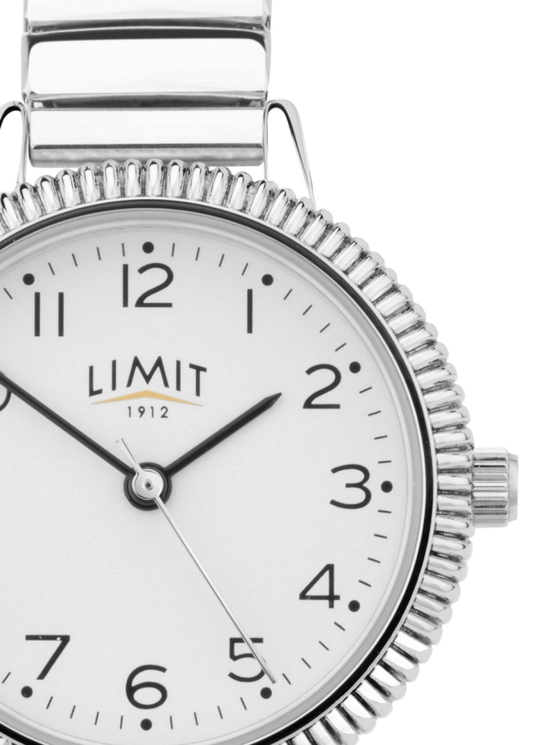 Limit silver 28mm round analogue watch with expanding bracelet, UK version