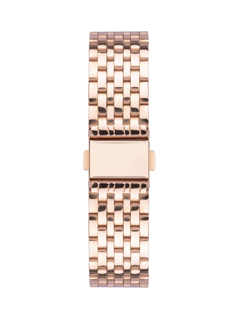 Rose gold plated analogue watch with bracelet (British brand)