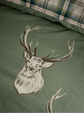Catherine Lansfield Soft Green Christmas Stag Check Reversible Duvet Cover Set