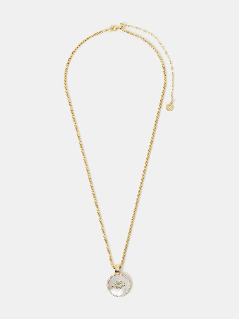 Accessorize Gold Tone 14ct Pearl Eye Pendant Necklace - British product