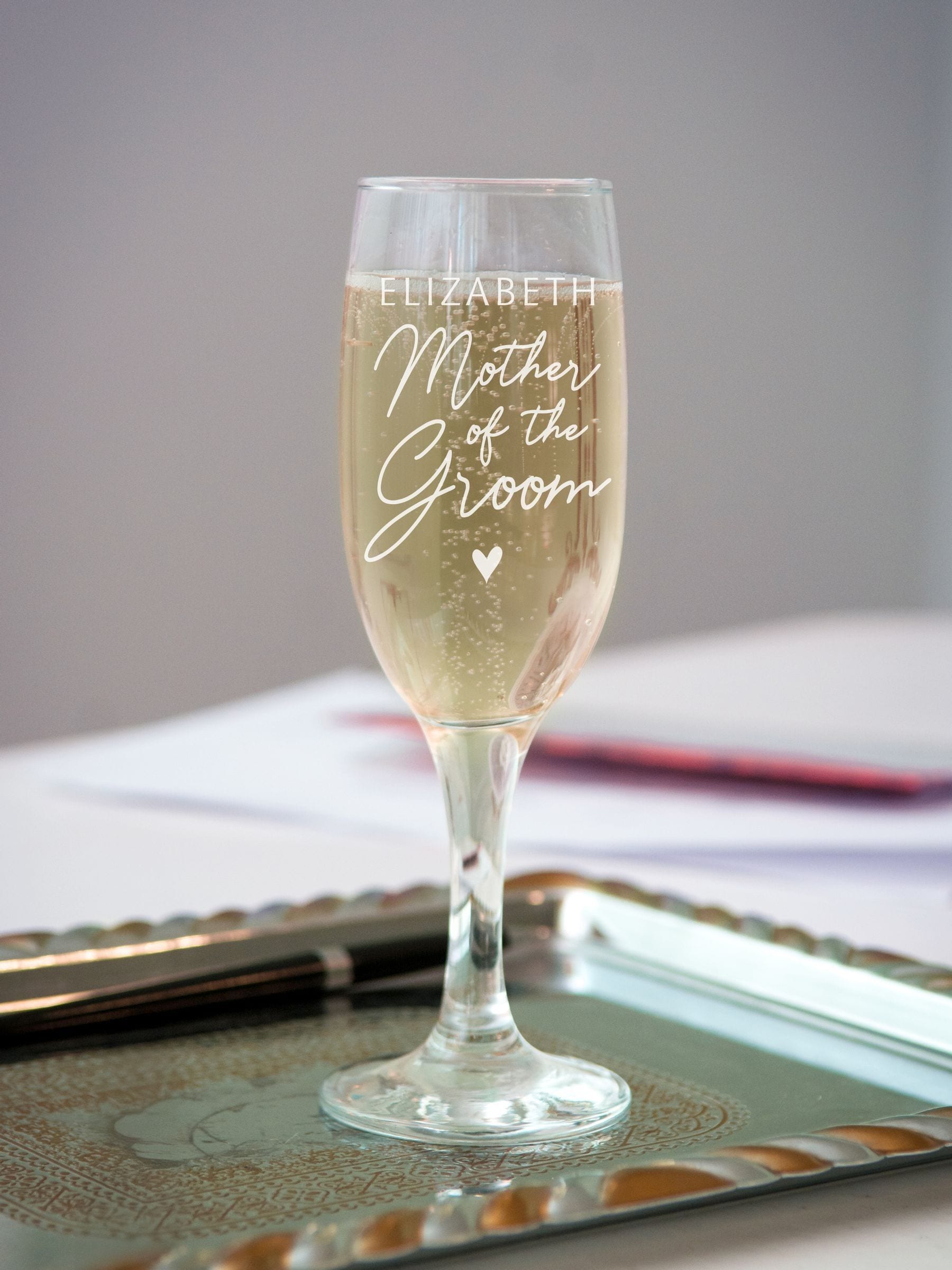 PMC Personalised Mother of the Groom champagne flute, imported from the UK