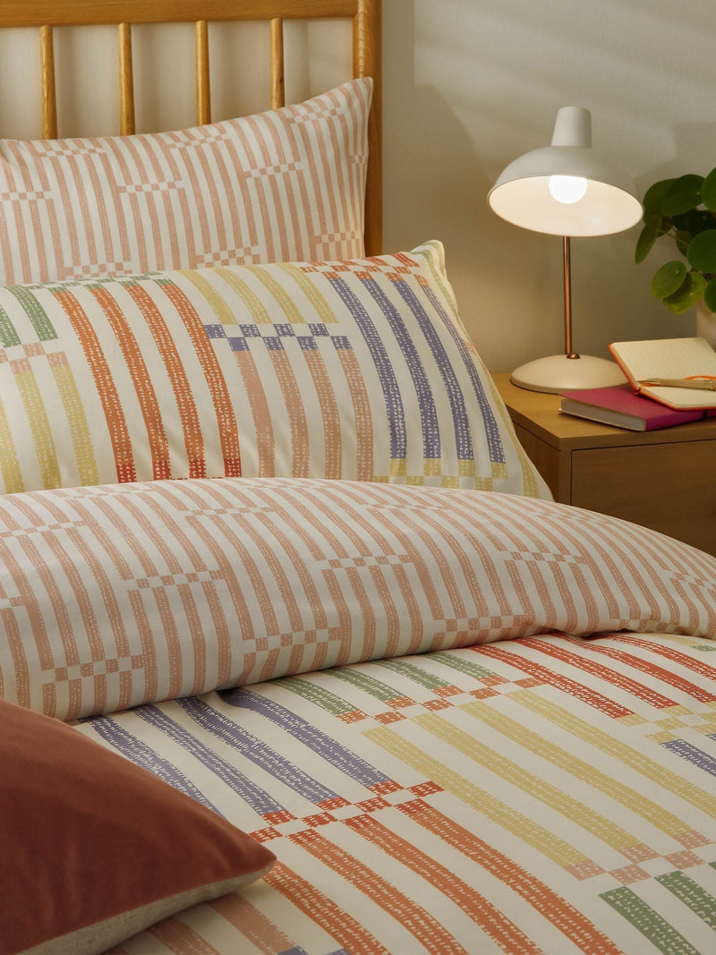 Madison Stripe printed soft touch duvet cover set, imported from the UK