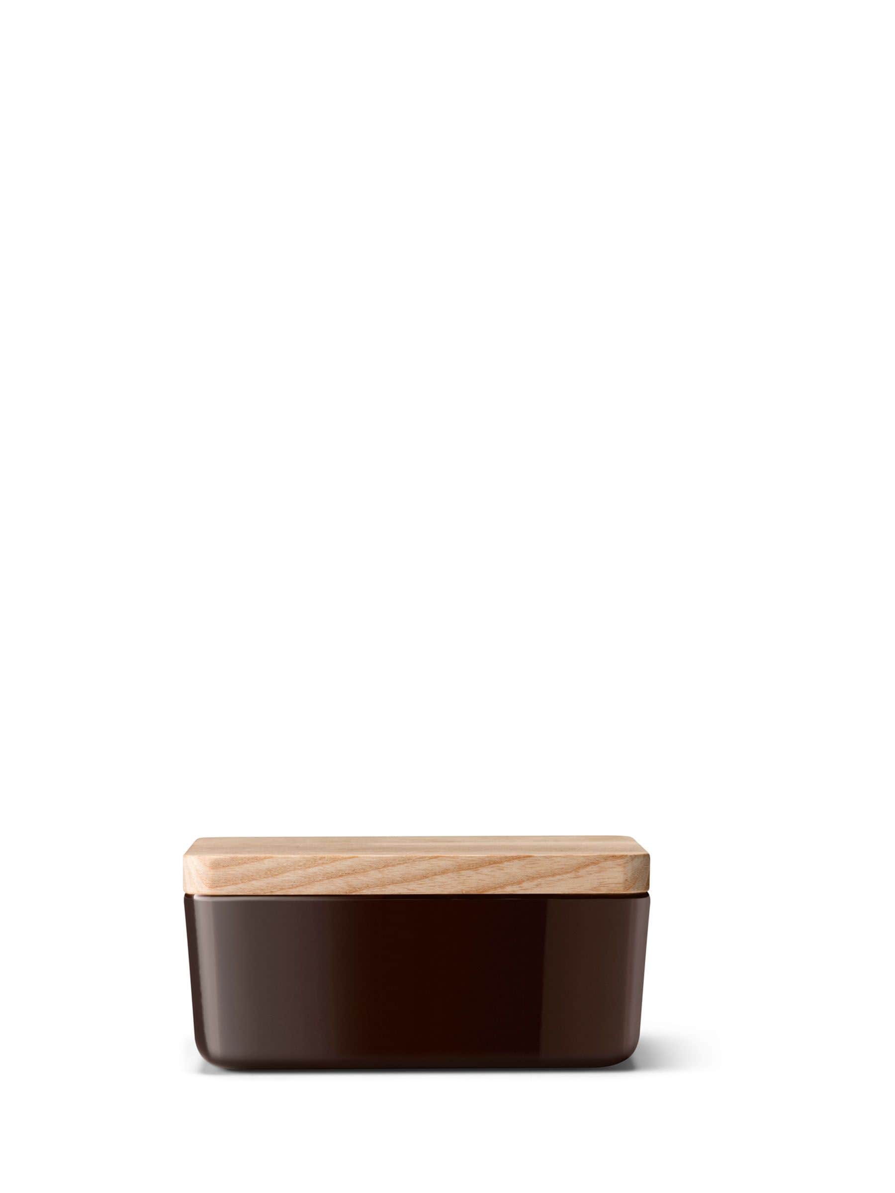 LSA International Mocha Collective butter dish with wooden lid, UK version
