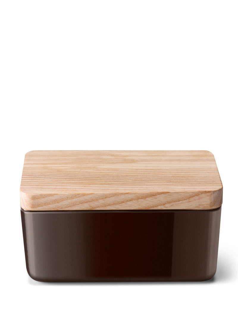 LSA International Mocha Collective butter dish with wooden lid, UK version