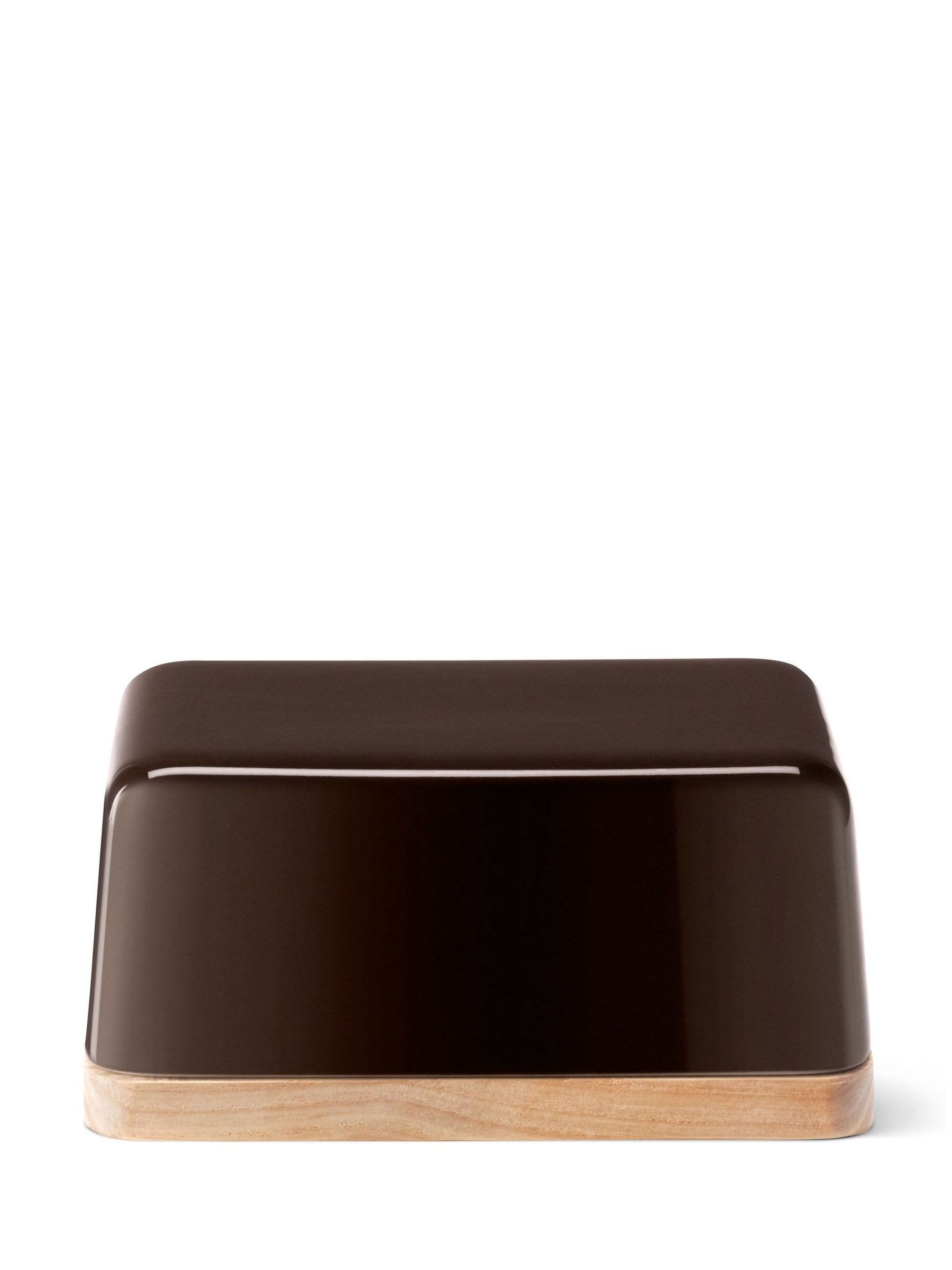 LSA International Mocha Collective butter dish with wooden lid, UK version