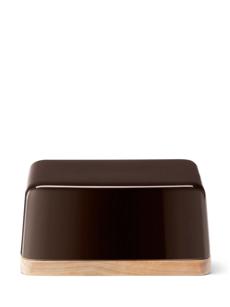 LSA International Mocha Collective butter dish with wooden lid, UK version