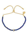 Gold Tone Lapis Lazuli Bracelet with Cubic Zirconia Pave Charm