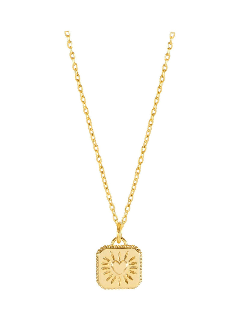 Gold Tone Bobble Heart Tablet Necklace with 44-48cm Chain