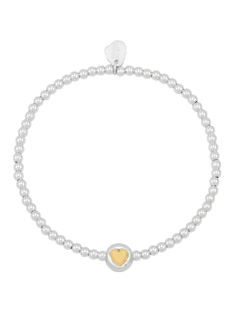 Estella Bartlett Silver Tone Heart Disc Bead Bracelet - British product