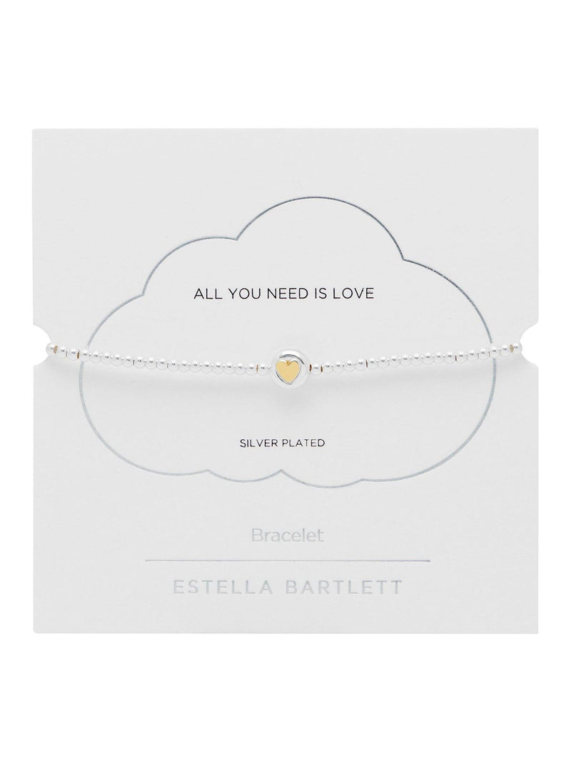 Estella Bartlett Silver Tone Heart Disc Bead Bracelet - British product