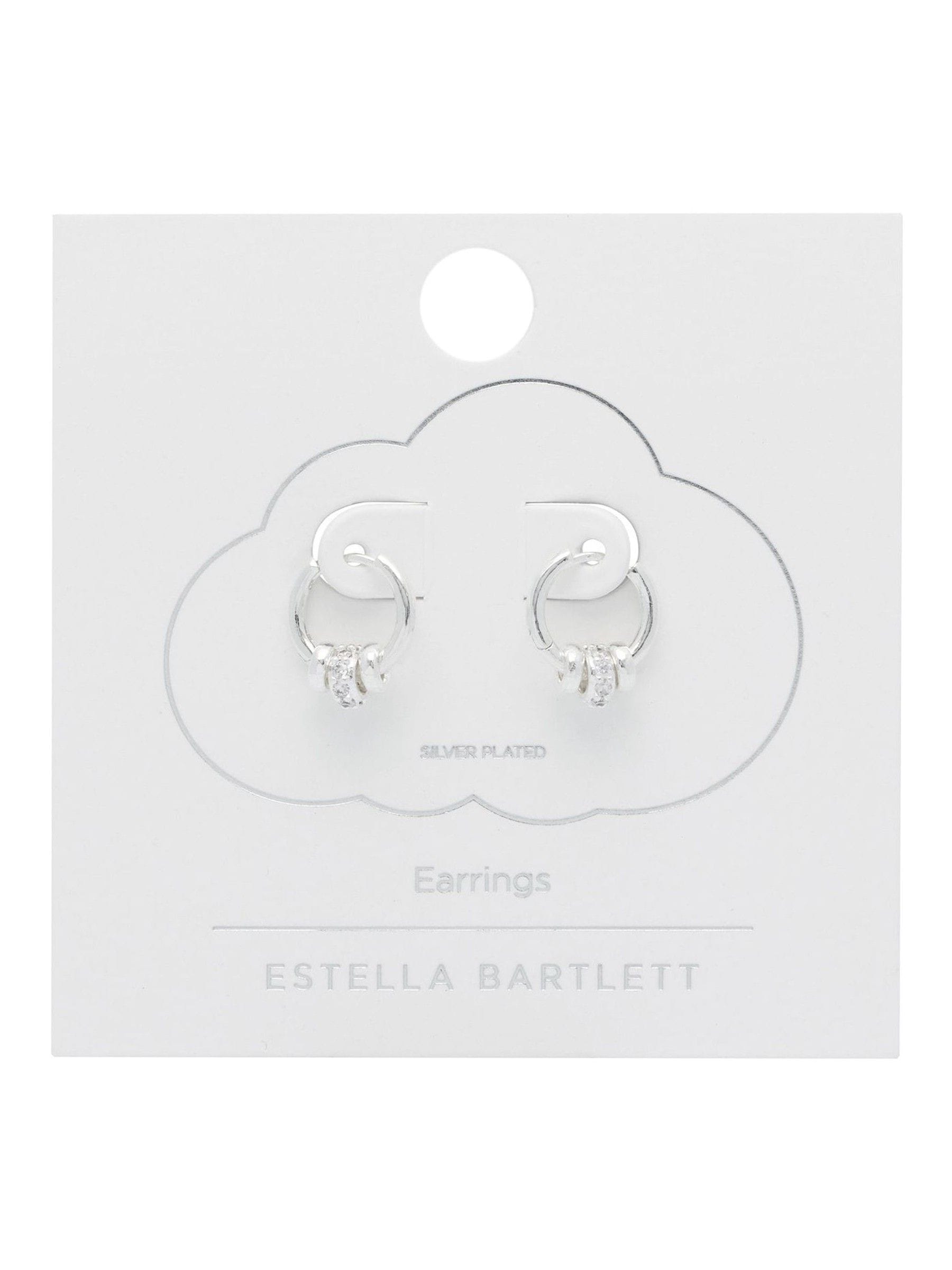Silver Tone Triple Disc Hoop Pave Earrings with Cubic Zirconia