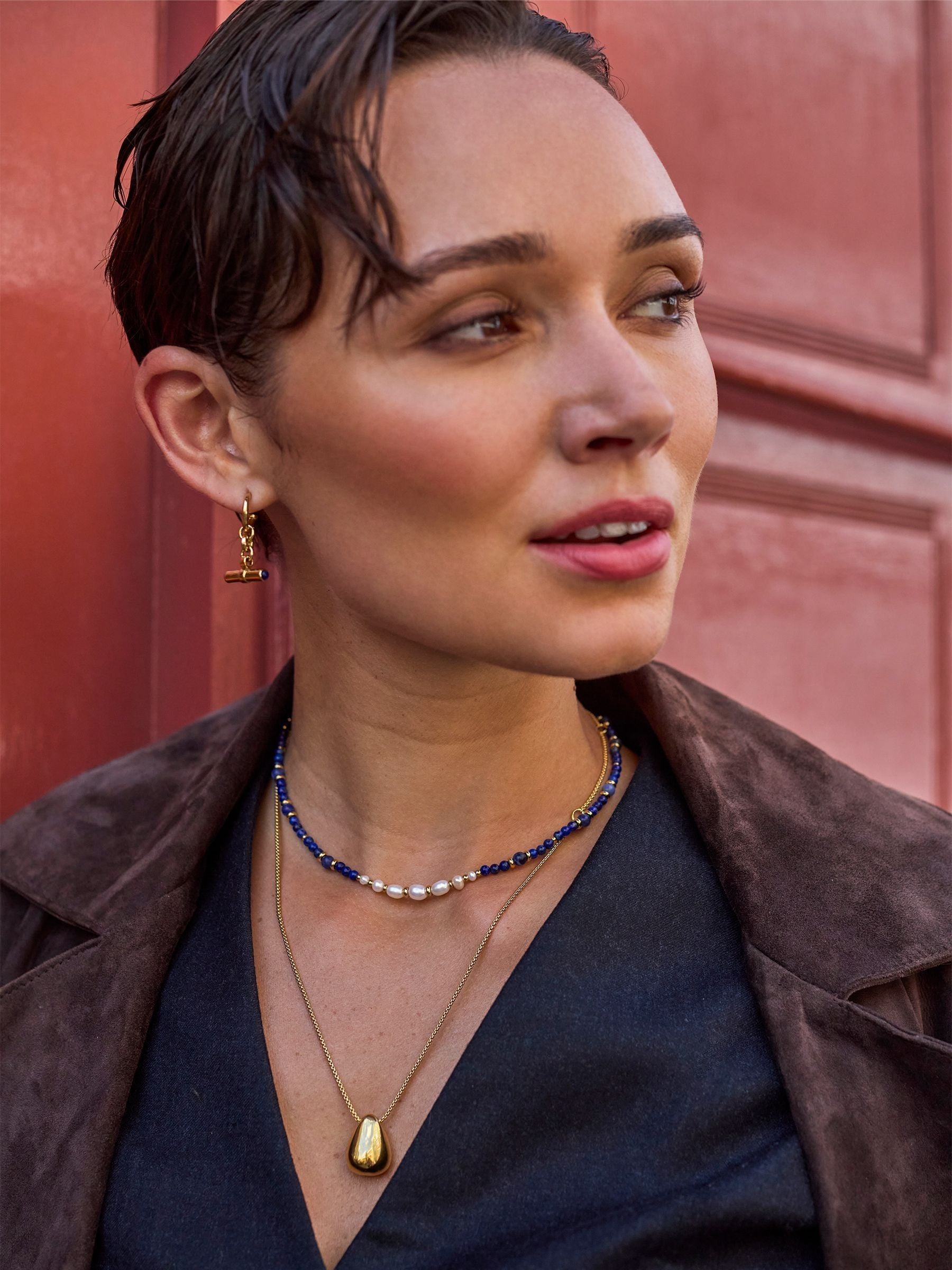 Estella Bartlett gold tone waterproof teardrop pendant necklace 44-48cm - British product