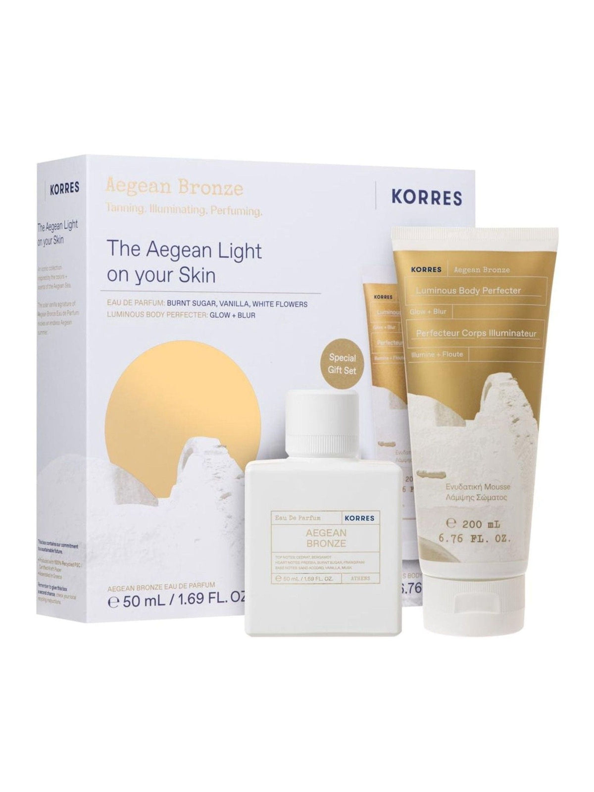 Korres Aegean Bronze fragrance and body care gift set 50ml + 200ml, UK version