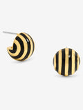 Jon Richard Gold Tone Jet Enamel Stripe Dome Earrings